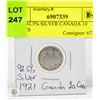 Image 1 : 1921 92.5% SILVER CANADA 10 CENTS