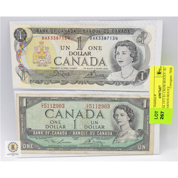 CANADA 1973 $1 CROW/BOUEY- $1 1954 LAWSON/BOUEY