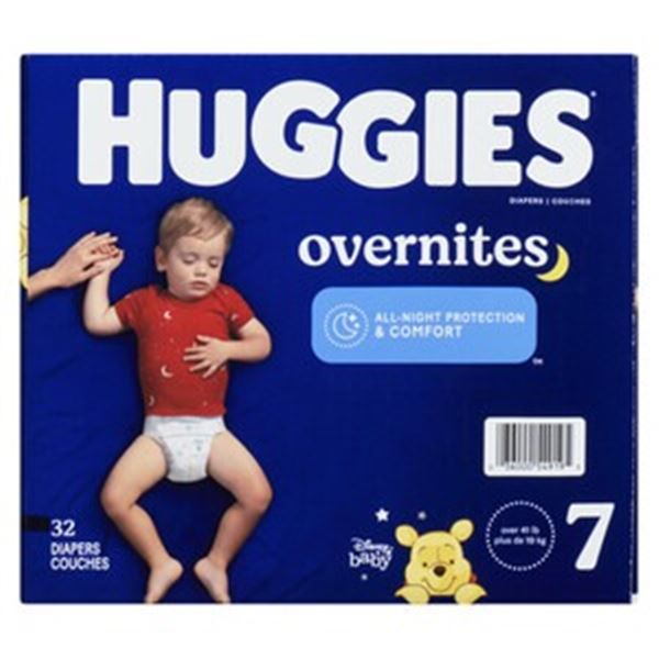 NEW 32 DIAPERS HUGGIES OVERNITES SIZE 7