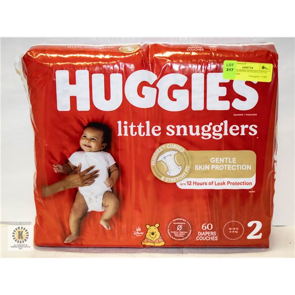 NEW 60 DIAPERS HUGGIES LITTLE SNUGGLERS SZ 2