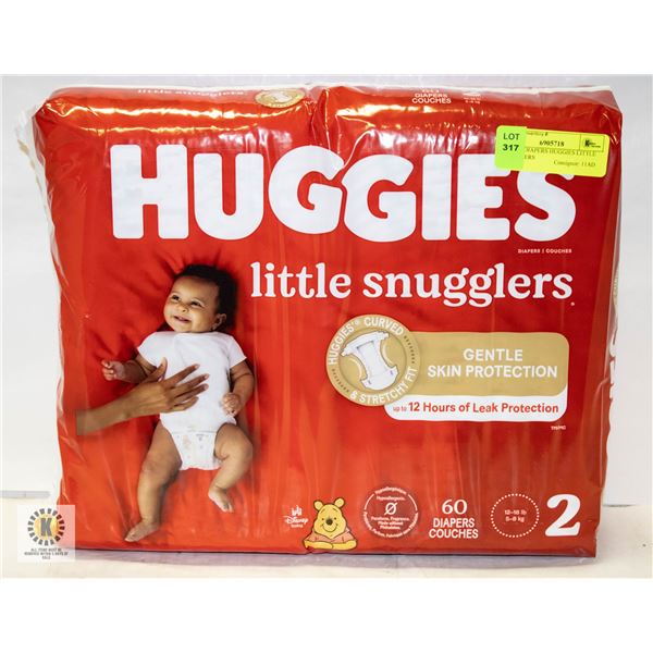 NEW 60 DIAPERS HUGGIES LITTLE SNUGGLERS SZ 2