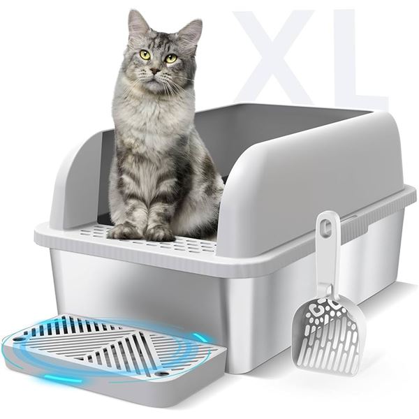 NEW SUZZIPAWS STAINLESS STEEL CAT LITTER BOX