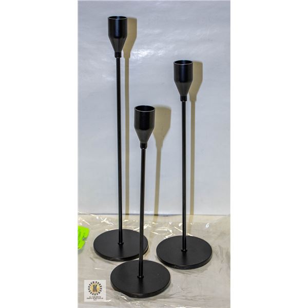 NEW SET OF 3 CANDLE HOLDERS BLACK