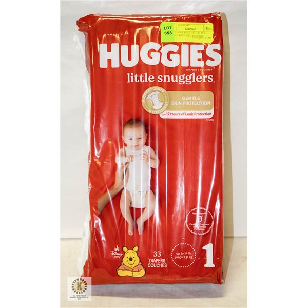 NEW 33PK HUGGIES LITTLE SNUGGLERS SIZE 1 DIAPERS