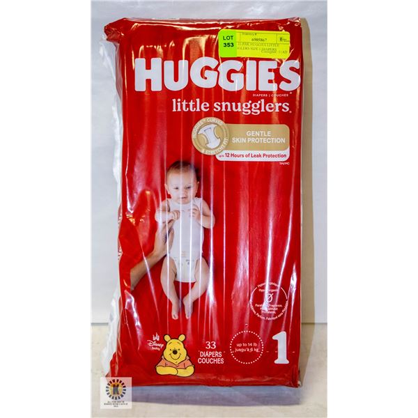NEW 33PK HUGGIES LITTLE SNUGGLERS SIZE 1 DIAPERS