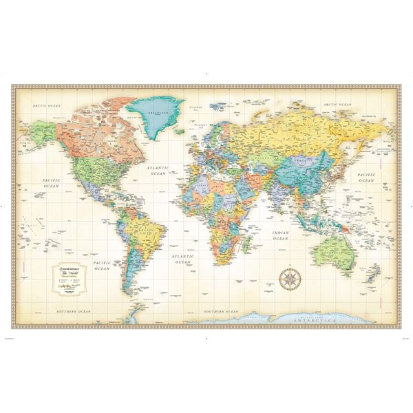 NEW 50" X 32 RAND MCNALLY WORLD POLITICAL WALL MAP