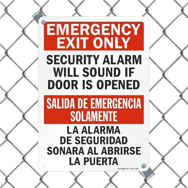 NEW EMERGENCY EXIT ONLY SECUITY ALARM WILL SOUND