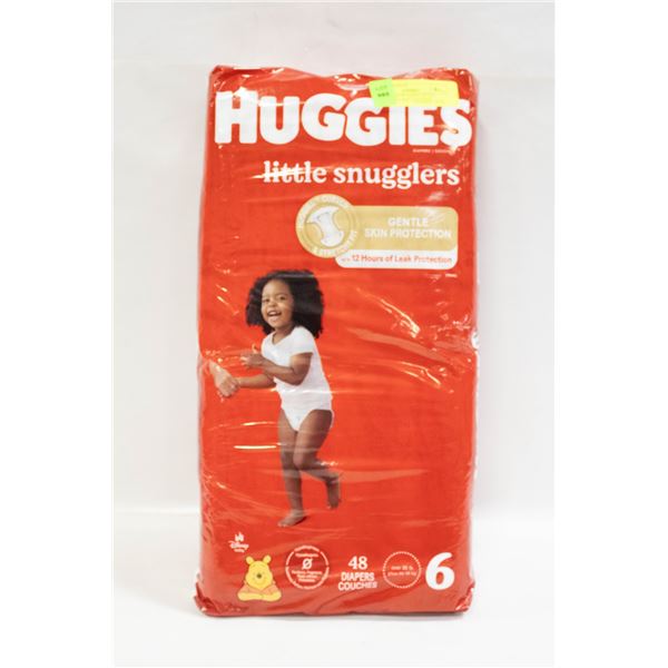 NEW 48 PK HUGGIES LITTLE SNUGGLERS SIZE 6 DIAPERS