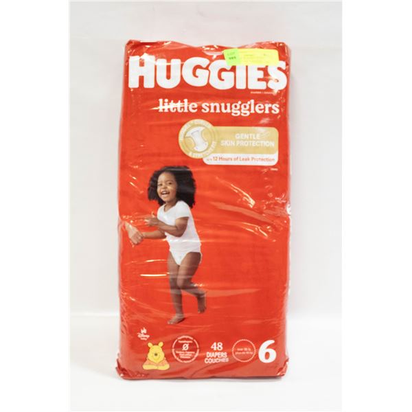 NEW 48 PK HUGGIES LITTLE SNUGGLERS SIZE 6 DIAPERS