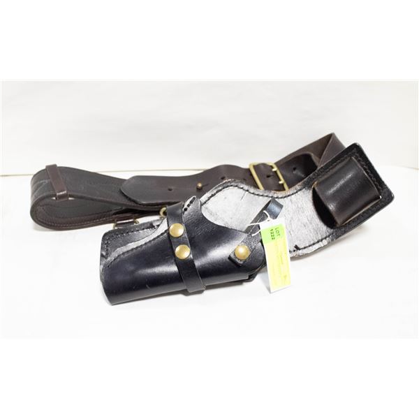 LEATHER GUN BELT HOLSTER