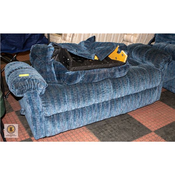 ESTATE BLUE FABRIC LOVESEAT 62" LONG