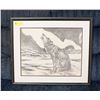 Image 1 : DON J CARDINAL DRAWING PRINT OF WOLF - FRAMED