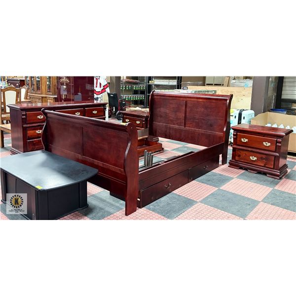 QUEEN SIZE 4PC BEDROOM SUITE INCLUDES SLEIGH BED