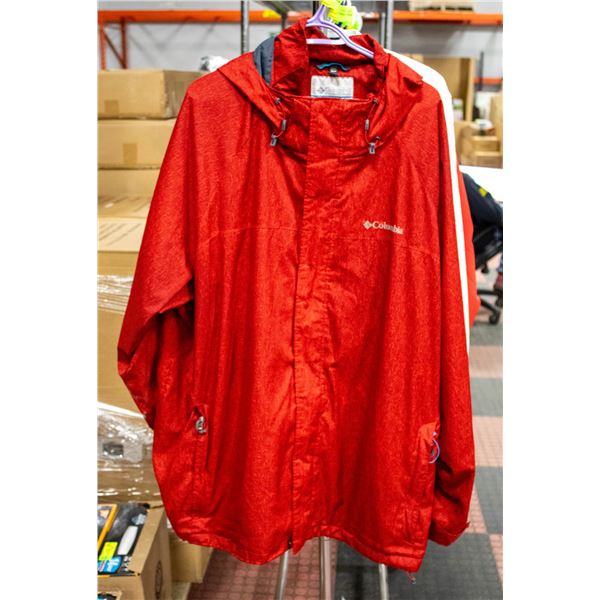 MENS RED COLUMBIA XXL SPRING JACKET WITH HOOD