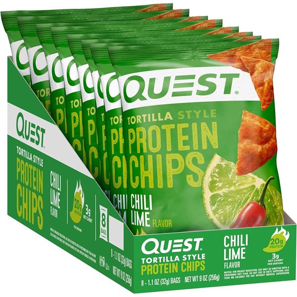 CASE WITH 8 X 32G BAGS OF QUEST TORTILLA STYLE
