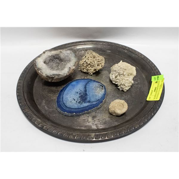 SILVER PLATED SERVING PLATE WITH STONE COLLECTION