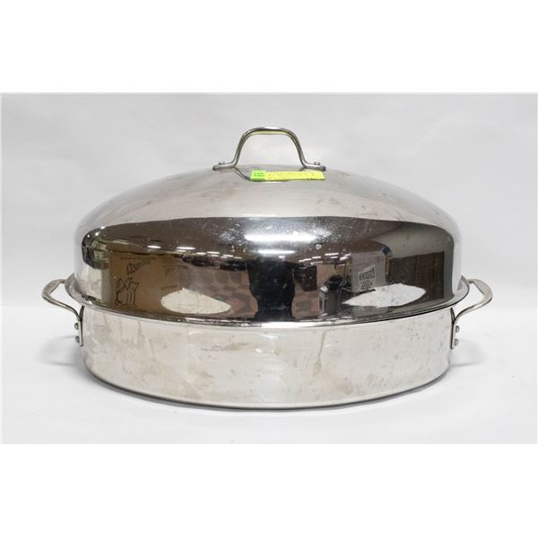 LIDDED STAINLESS STEEL TURKEY ROASTER PAN
