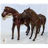 Image 1 : 2 VINTAGE LEATHER WRAPPED HORSES H-12" & L-15"