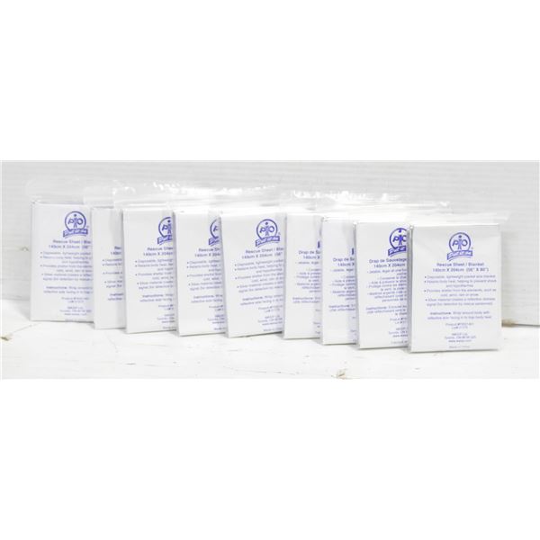 BOX W/ 9 NEW RESCUE SHEETS/BLANKETS