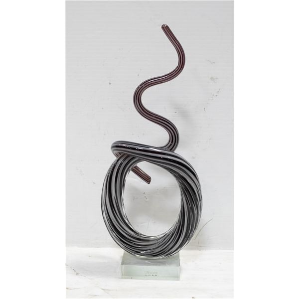 MURANO ART GLASS SPIRAL DECOR PURPLE WHITE