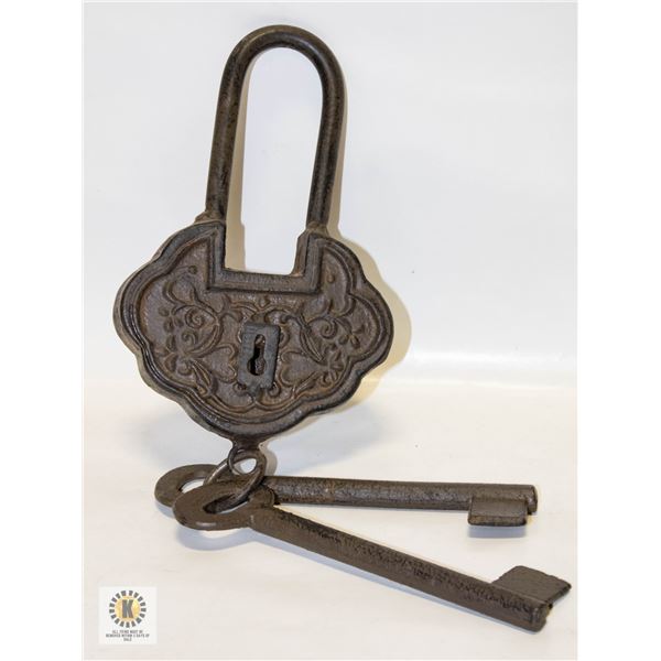 ETCHED PADLOCK AND KEYS DECOR METAL