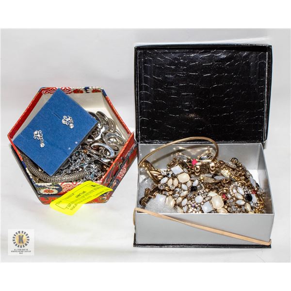 2 BOXES FULL OF ESTATE JEWELRY TOGETHER-ESTATE