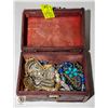 Image 1 : WOOD TRUNK BOX FULL OF ESTATE JEWELRY-ESTATE