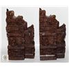 Image 1 : ANTIQUE CARVED WOOD ASIAN BOOK ENDS SET-ESTATE