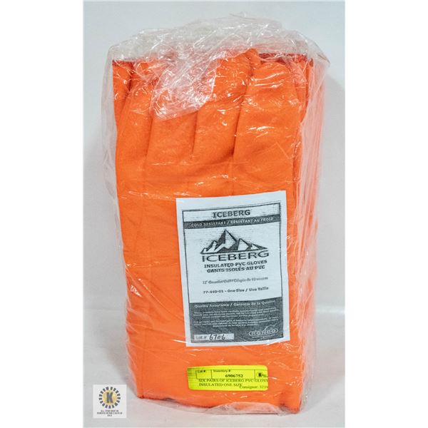 SIX PAIRS OF ICEBERG PVC GLOVES INSULATED ONE SIZE