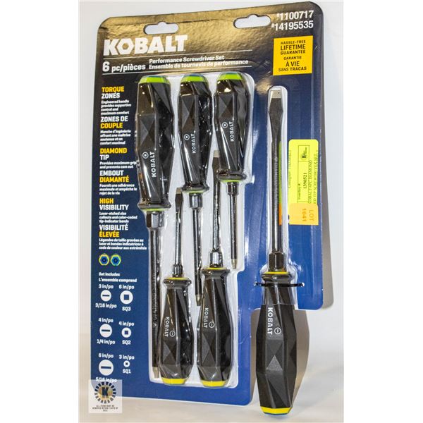 NEW KOBALT 6PC DIAMOND COATED TIP SCREWDRIVER SET