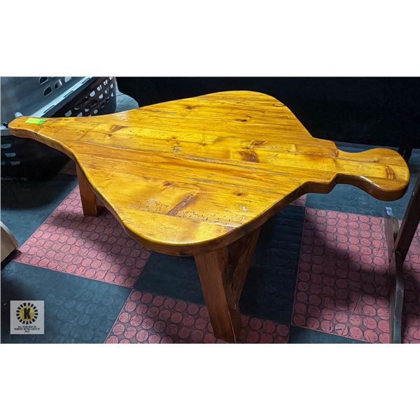 WOOD BELLOWS SHAPE TABLE 29.5" X 49" X 15.5"