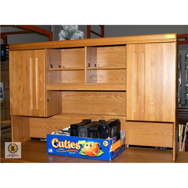 SOLID WOOD LOCKING DESK WITH 2 SIDE CABINETS + KEY