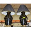 Image 1 : PAIR OF BLACK LAMPS WITH SHADES
