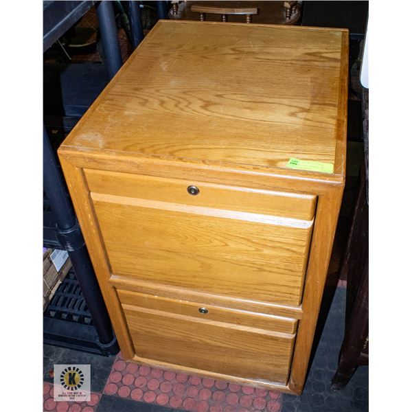 SOLID WOOD 2 DRAWER FILING CABINET WITH KEY