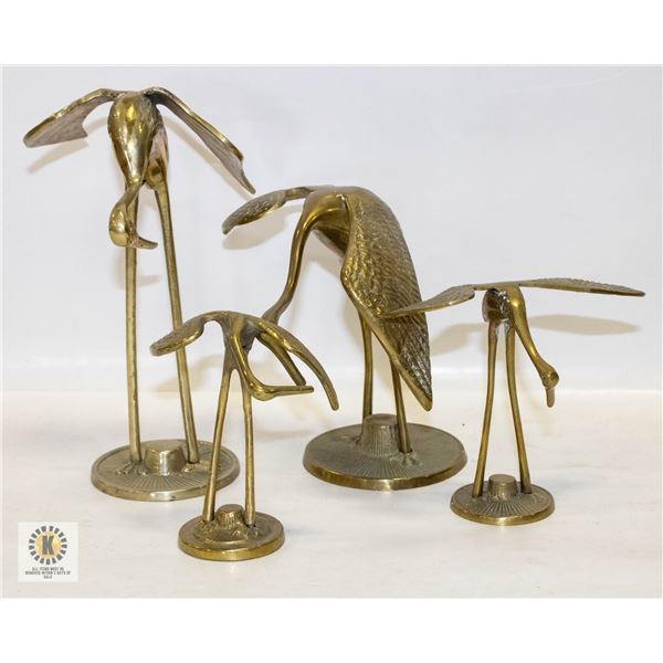 COLLECTION OF BRASS CRANES / STORKS