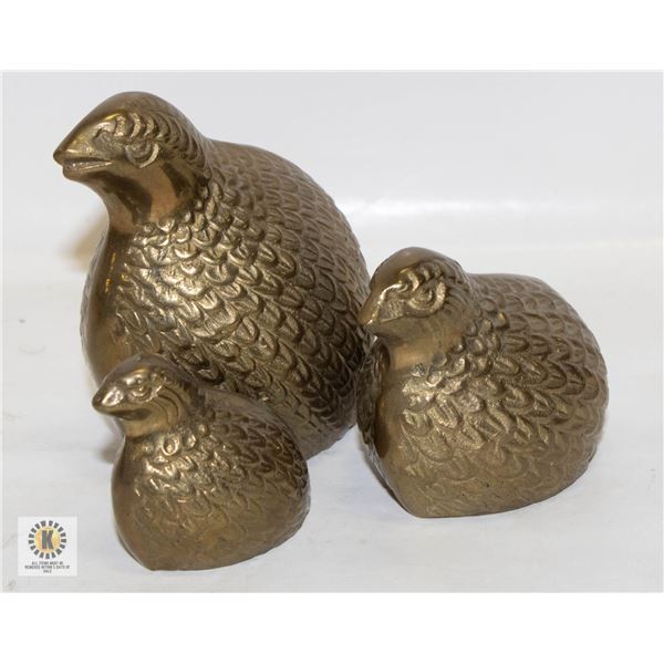 3 BRASS QUAILS