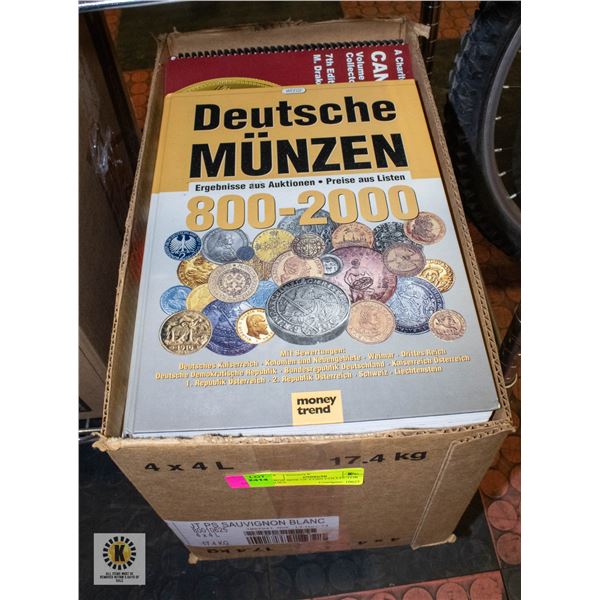 LARGE BOX OF COIN COLLECTOR BOOKS