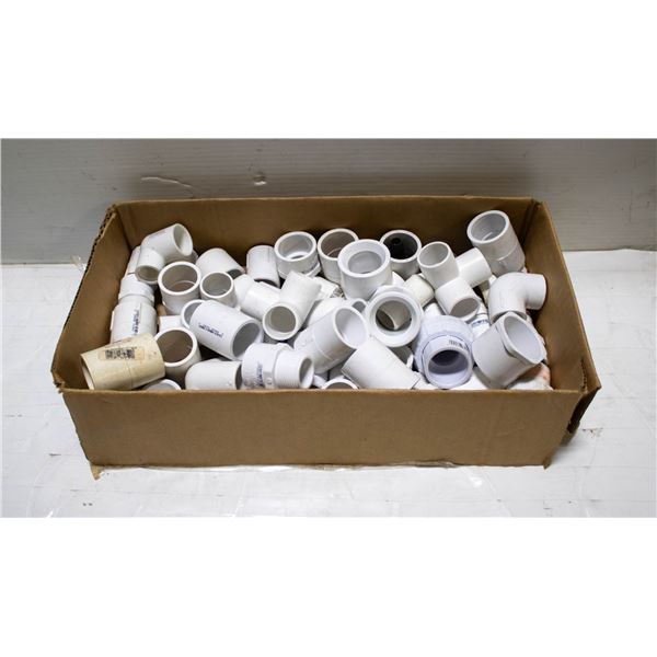 BOX OF NEW PVC IRRIGATION FITTINGS 1" AND 1-1/4"