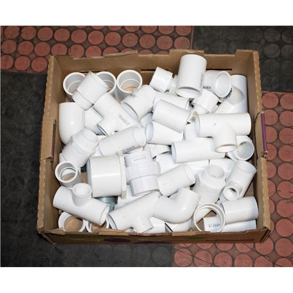 BOX OF NEW 1" & 3/4" PVC IRRIGATION FITTINGS