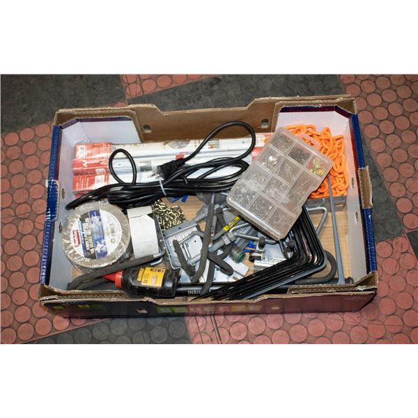 TRAY OF CHAIN, HANGERS & ETC.