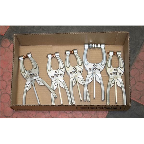 TRAY OF 5 NEW WELDING CLAMPS