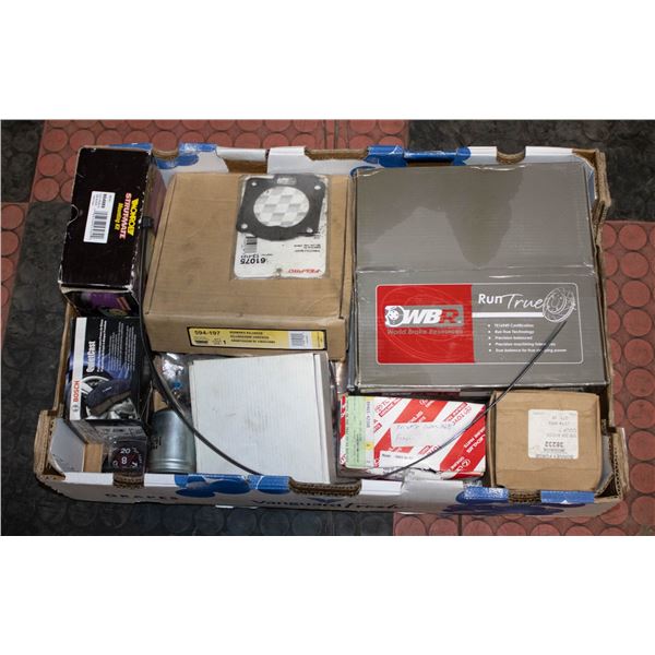 TRAY OF ASSORTED NEW CAR PARTS