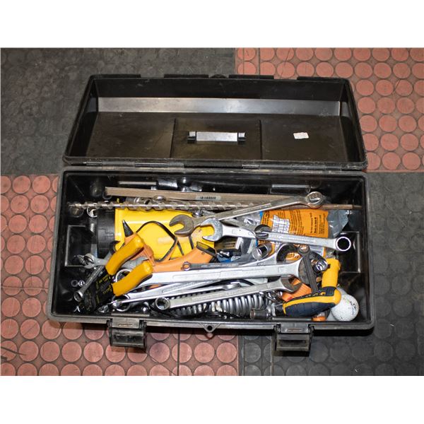 BLACK TOOL BOX WITH CONTENTS