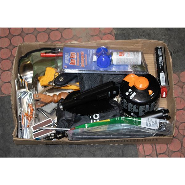 FLAT OF ASSORTED CAMPING ITEMS