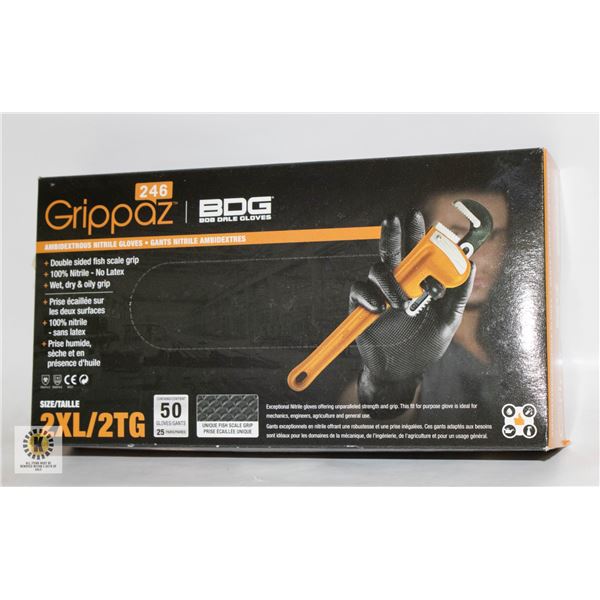 GRIPPAZ BDG DISPOSABLE GLOVES SIZE 2XL/G 50 PIECES
