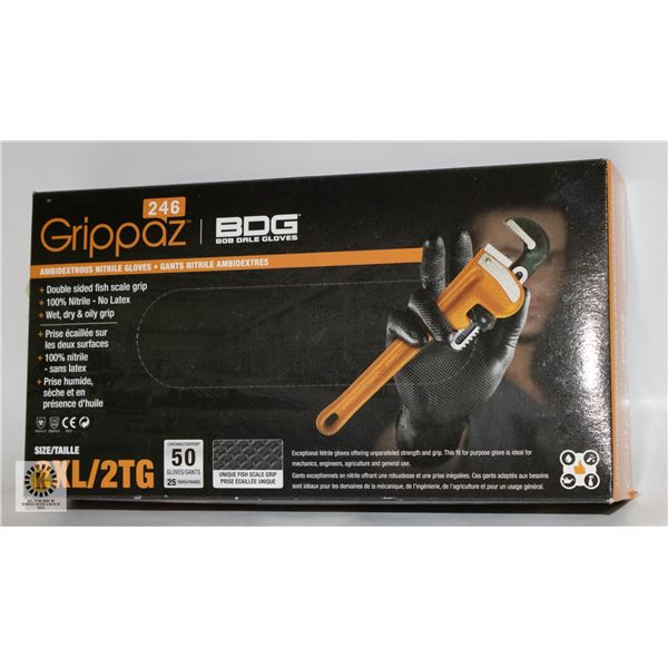 GRIPPAZ BDG DISPOSABLE GLOVES SIZE 2XL/G 50 PIECES