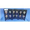 Image 1 : Very nice faces of Peking Opera men screen black lacquer, duble sided graphics 9.5" tall