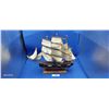 Image 1 : Vintage wooden sailing ship Bergantin 18" long 14" tall