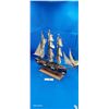 Image 2 : Vintage wooden sailing ship Bergantin 18" long 14" tall