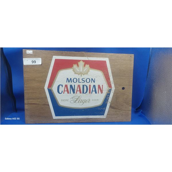 Wooden Molson Canadian beer sign 17"x11"